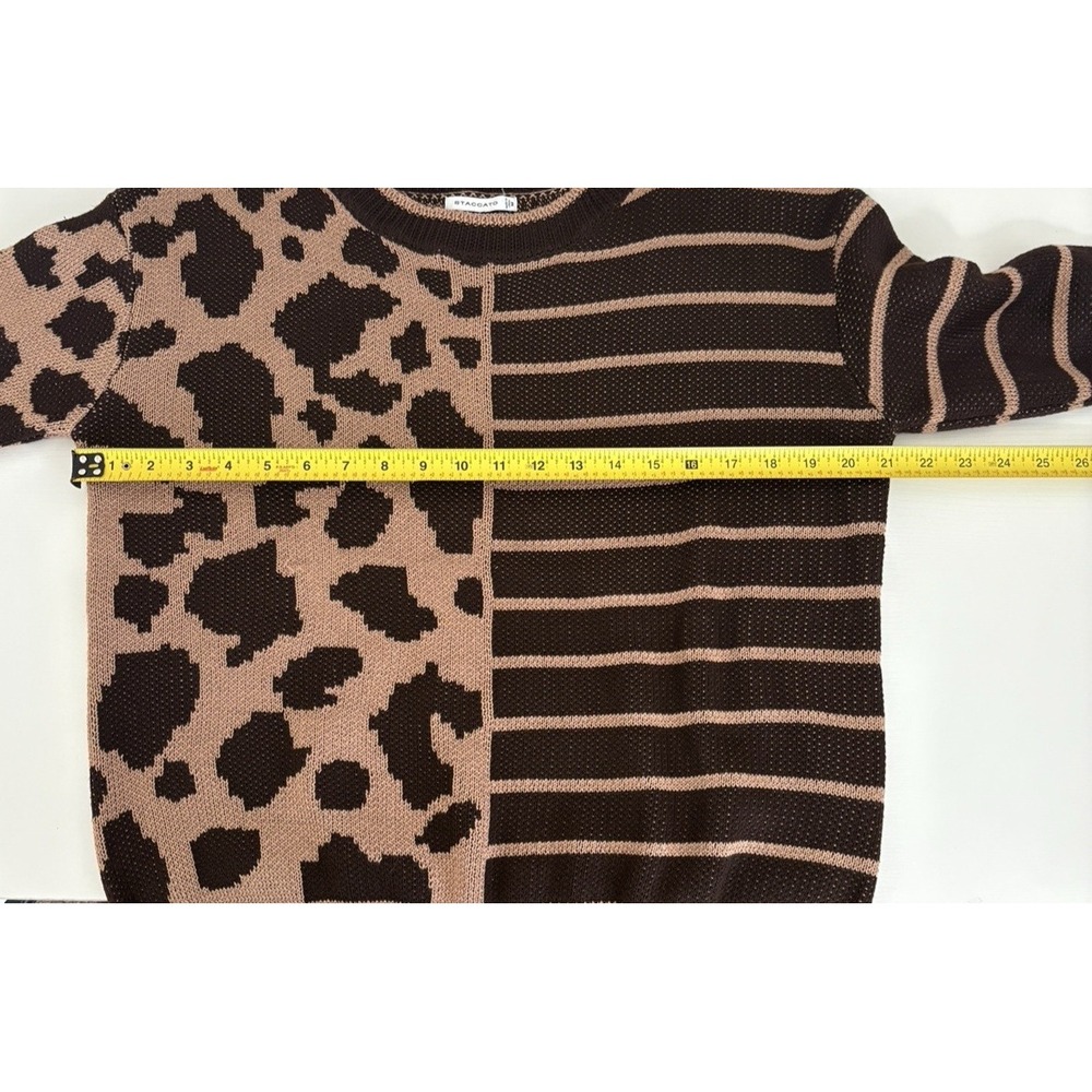 Staccato Brown Leopard Women's Casual Sweater M Cozy Thanksgiving Fall Statement - Picture 10 of 12